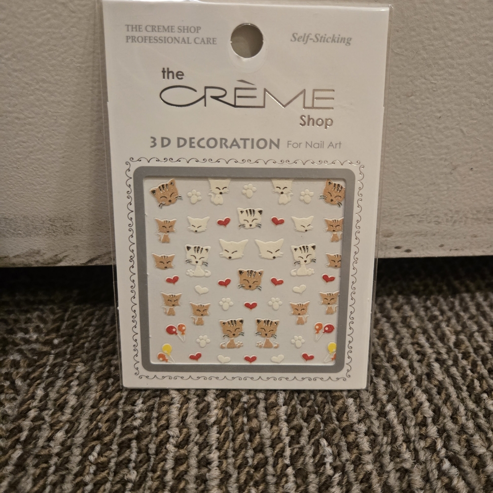 The Crème Shop 3D Cat Nail Stickers - White & Tan Accents